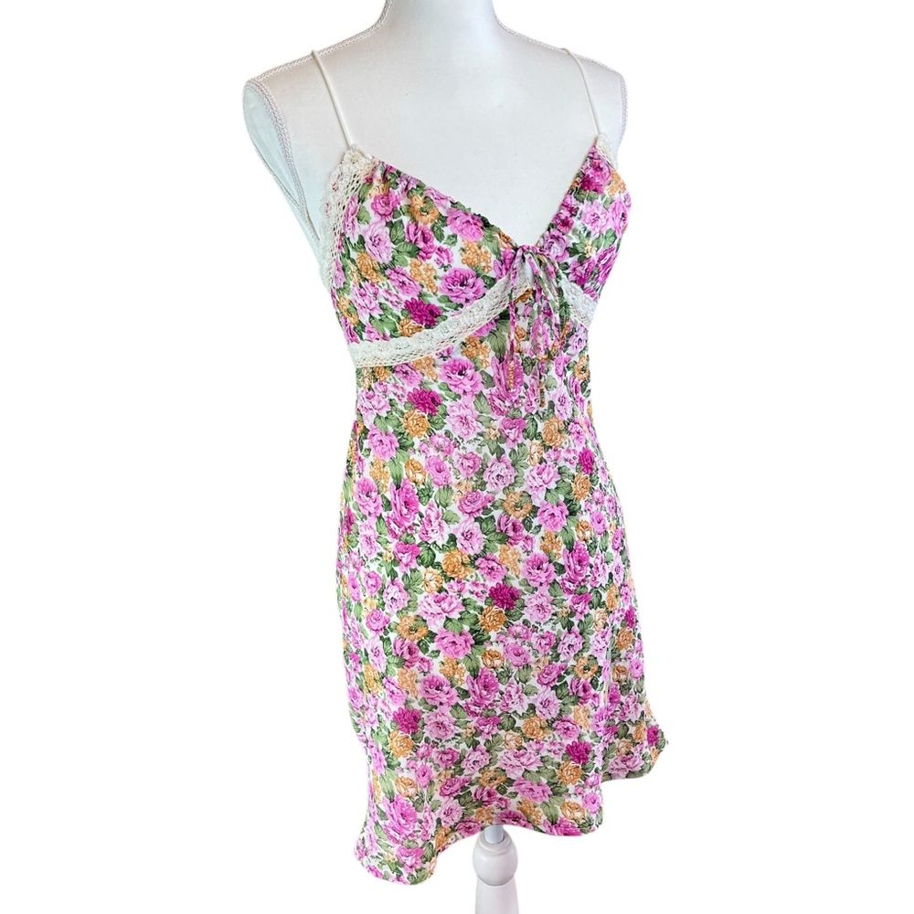PRINCESS POLLY Pink Floral Emilee Babydoll Slip Dress 6 Camisole Mini Milkmaid - Picture 4 of 15